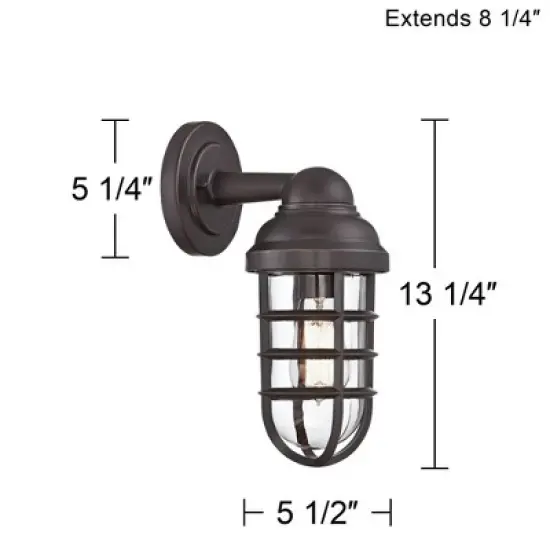 John Timberland Marlowe Industrial Outdoor Wall Light Fixture Galvanized Metal Cage 13 1/4" Clear Glass for Post Exterior Barn Deck House Porch Yard image {6}