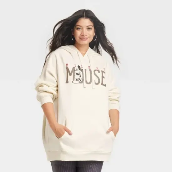 Women's Mickey Mouse Graphic Hoodie - Cream image {4}