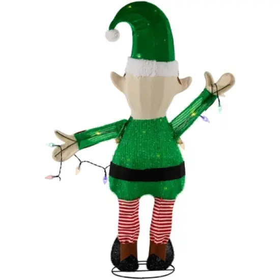 Northlight 34.25" LED Lighted Elf Holding Christmas Lights Outdoor Yard Decoration image {7}
