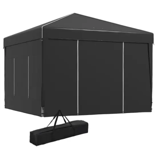 Gulches 9.7' x 9.7' Pop Up Canopy with Sidewalls, Portable Tent with 2 Mesh Windows & Reflective Strips, Includes Carry Bag for Outdoor Events (Black) image {5}