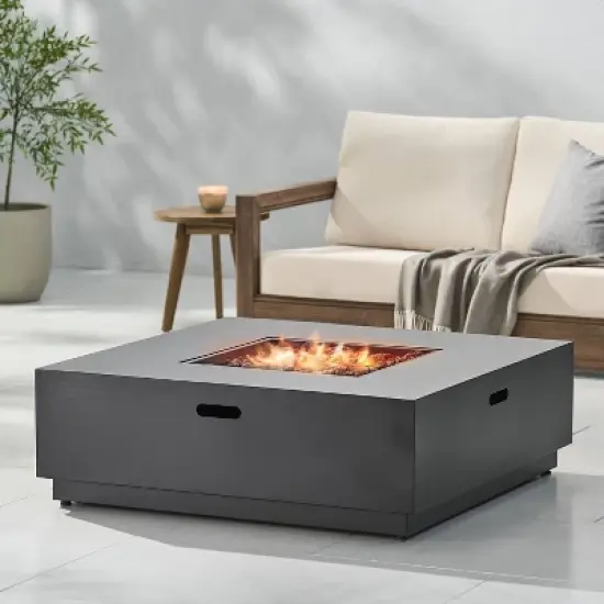 Wellington Outdoor 50000 BTU Square Fire Pit Dark Gray - Christopher Knight Home image {2}