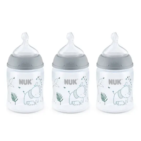 NUK 3pk Smooth Flow Bottle Safari Animals - Elephant  image {6}