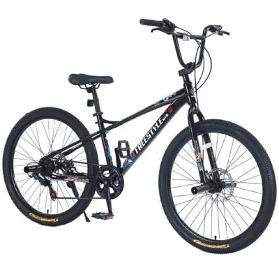 DSVIMOY 26 Inch Freestyle Kids Bike, Children's Bicycle for Boys Girls Age 12+ Years, Black, 68.8"*26.77"*47.6" image {5}