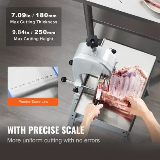 VEVOR Electric Meat Saw, 850W Stainless Vertical Cutter, 19.1"x15" Workbench, 7.09" Cutting Thickness, Includes 5 Blades image {4}