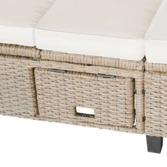 4-Piece Outdoor Wicker Sofa Set with Retractable Canopy, Adjustable Lifting Table & Cushions, UV-Proof Patio Daybed - ModernLuxe image {12}