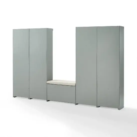 6pc Harper Entryway Set with Bench, Shelf, 2 Pantry Closets and 2 Hall Trees - Crosley image {9}