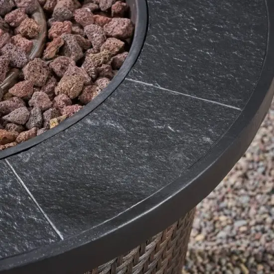 Meyer Outdoor Circular Lightweight Concrete Fire Pit - Brown - Christopher Knight Home image {2}