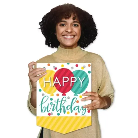 Big Dot of Happiness Colorful Happy Birthday - Outdoor Home Decorations - Double-Sided Birthday Party Garden Flag - 12 x 15.25 inches image {7}