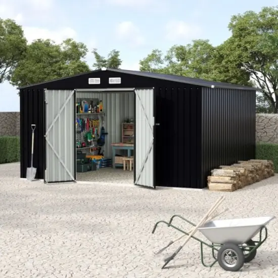 Garvee 8 x 10 FT Outdoor Metal Storage Sheds, Metal Tool Shed With Lockable Door & Air Vents for Backyard Garden Patio Lawn image {8}