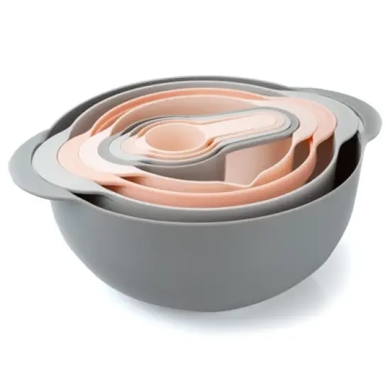 COOK WITH COLOR Nesting Bowls with Measuring Cups 8 Piece PINK image {3}