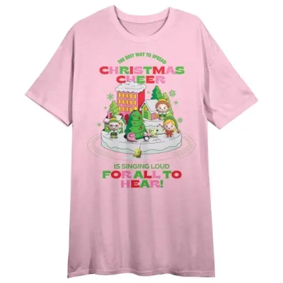 Elf "Christmas Cheer" Women's Pink Short Sleeve Sleep Shirt image {4}