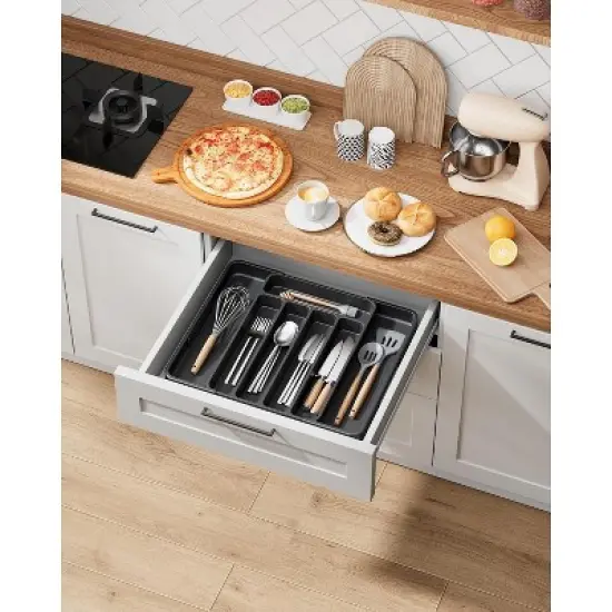 ATTOP Cutlery Drawer Organiser for Kitchen - Adjustable Cutlery Tray for Effortless Utensil Sorting, Versatile Kitchen Storage & Organisation Solution image {1}