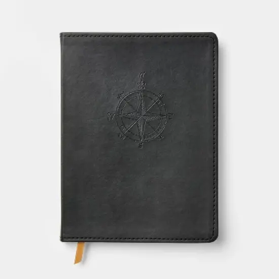 240pg Ruled Journal 8"x6" Faux Leather Compass - Threshold&trade;: Soft Cover, Sewn Binding, Narrow Lined Paper, Multicolored image {3}