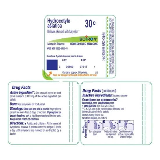 Hydrocotyle Asiatica 30C by Boiron Homeopathic Single Medicine For First Aid  -  80 Pellet image {1}