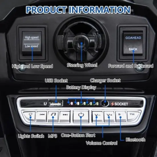 Ride Tractor for Kids, Tractor Ride On with Trailer, 12V Battery Powered Electric Tractor with Remote Control, 35W Dual Motors, Unload Button image {3}