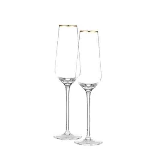 Berkware Tall Champagne Flutes with Gold Tone Rim - 8.1oz image {10}