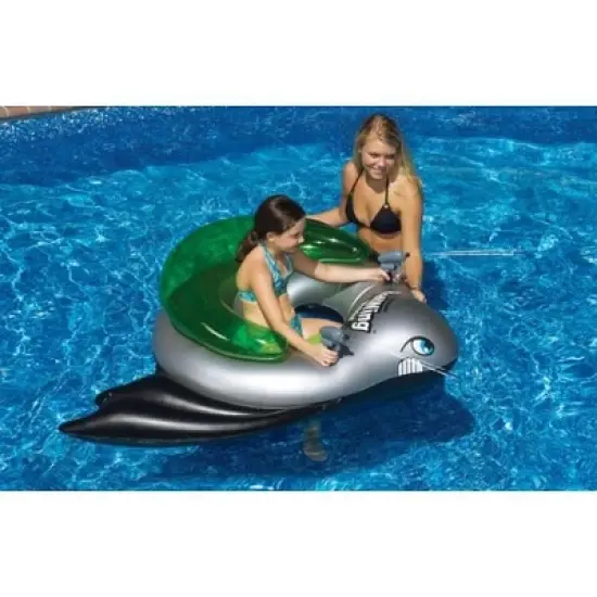 Swimline Water Sports Batwing Fighter Inflatable 1-Person Ride-On Water Squirt Swimming Pool Toy - Green/Gray image {1}