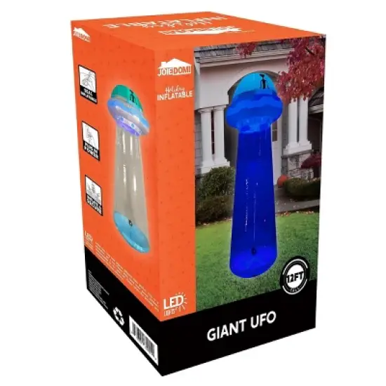 Joyfy 6/9/12 FT Tall Halloween Inflatable Outdoor Decoration, Inflatable Blue UFO with LEDs for Halloween Party Yard Garden Lawn Outside Decoration image {8}