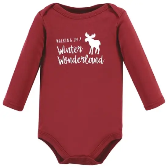 Hudson Baby Infant Boy Cotton Long-Sleeve Bodysuits, Boy Holiday Village image {7}