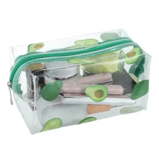 Unique Bargains Portable PVC Clear Makeup Bag Avocado Green 1 Pc image {3}