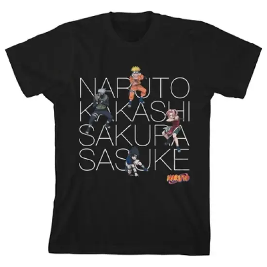 Naruto Classic Naruto Kakashi Sakura & Sasuke Boy's Black T-shirt image {3}