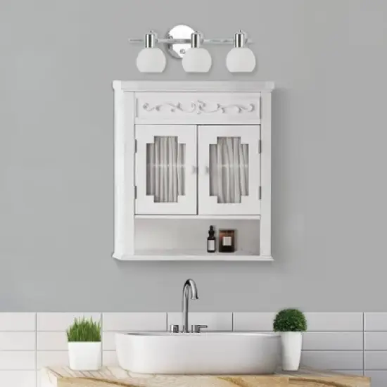 Lisbon Wall Cabinet White - Elegant Home Fashions image {5}