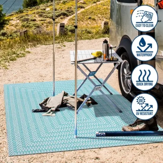 Chevron Modern Concentric Squares Indoor/Outdoor Area Rug - JONATHAN Y image {9}