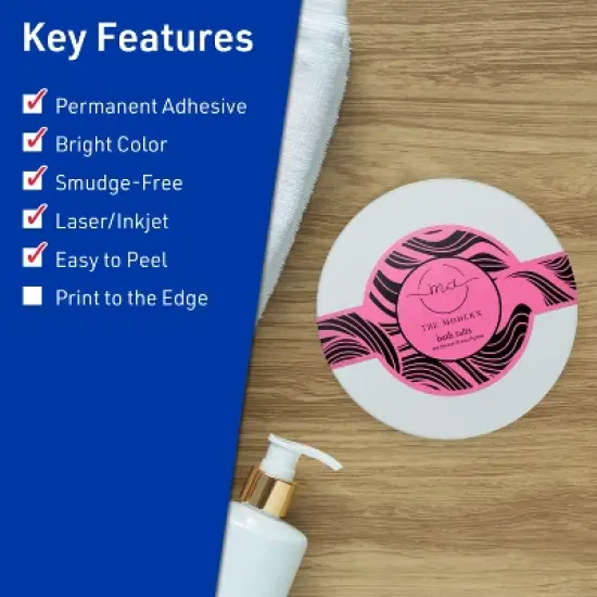 Avery Printable Wraparound Labels, Bright Pink, 2-3/8" x 8", 30ct image {1}