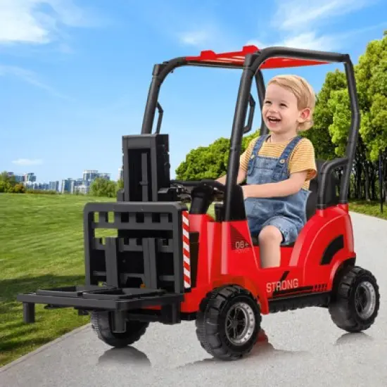 12V Kids Ride On Forklift Car with Tent, Electric Ride On Construction Car Toy for Toddles with Remote Control image {6}