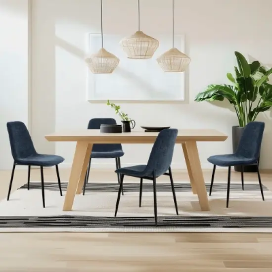 Set of 4 Upholstered Dining Chairs with Metal Legs, Modern Fabric Accent Kitchen Chairs for Dining Room or Small Spaces-Maison Boucle image {9}