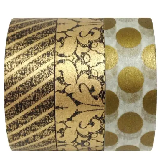 Wrapables Midas Touch Japanese Washi Masking Tape (Set of 3) image {3}