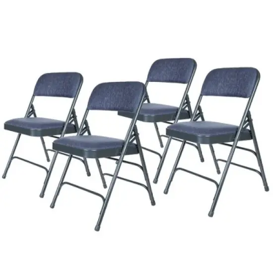 Set of 4 Deluxe Fabric Padded Triple Brace Folding Chairs - Hampden Furnishings image {11}