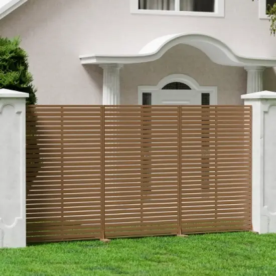 Syemin Patio Decorative Screens Outdoor Privacy Screen 6-Piece Outdoor Privacy Screens and Panel Outdoor Decorative Fence, Brown, 45.47"*15.75"*72.05" image {3}