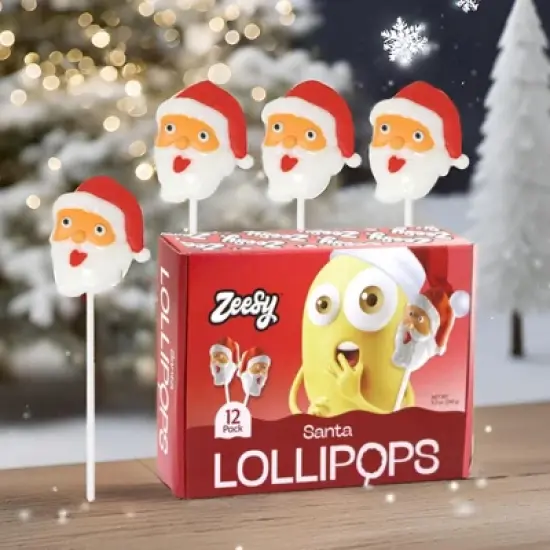Zeesy Santa Lollipops &ndash; 12 Pack of Individually Wrapped Holiday Lollipops &ndash; Christmas Party Favors & Stocking Stuffers image {2}