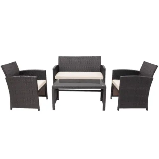 Tangkula 8PCS Outdoor Patio Furniture Sets Weather-Resistant Rattan Sofas w/ Soft Cushion White image {5}