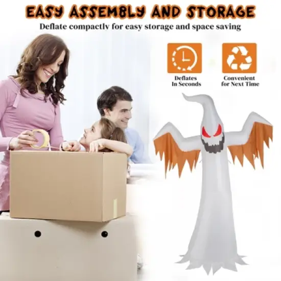 12ft Giant Scary Ghost Flames and Flashing Red Eyes Inflatable Halloween Decoration image {6}