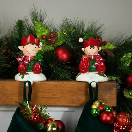 Northlight Festive Elves Christmas Stocking Holders - 5" - Set of 2 image {2}