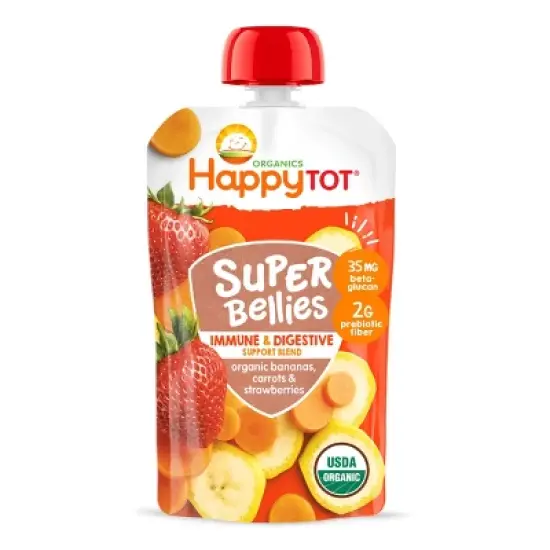 HappyTot Super Bellies Organic Bananas Carrots & Strawberries Baby Food Pouch - 4oz image {6}