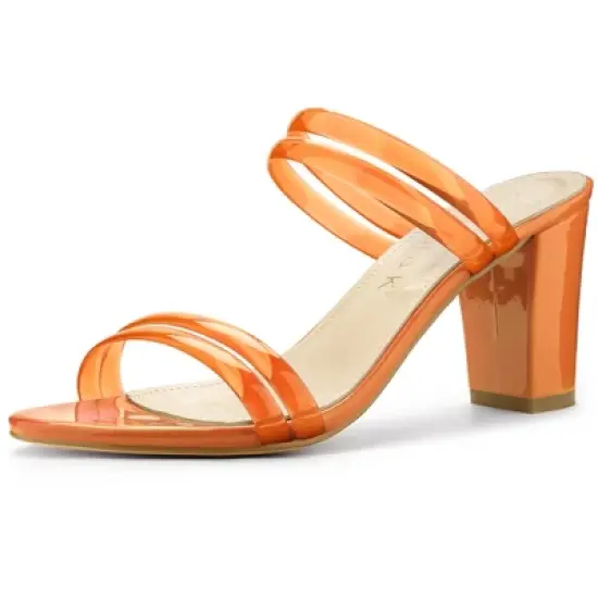 Allegra K Women's Clear Strappy Slide Mule Block Heel Sandal image {9}