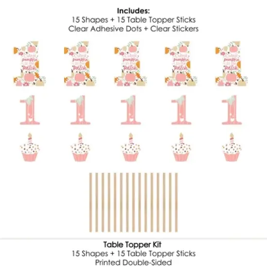 Big Dot of Happiness 1st Birthday Girl Little Pumpkin - Fall First Birthday Party Centerpiece Sticks - Table Toppers - Set of 15 image {5}