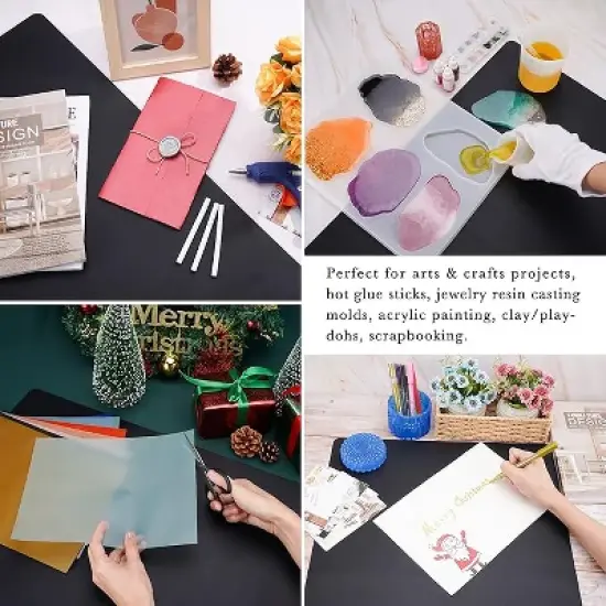 JDICTION 27.5x19.6 Inches Silicone Craft Mat Heat Resistant, Extra Large Non Skid Pad For Jewelry Resin Casting Counter Table Protector, Black image {4}