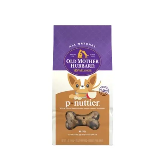 Old Mother Hubbard by Wellness Classic Crunchy P-Nuttier Biscuits Mini Oven Baked with Carrot, Apple and Chicken Flavor Dog Treats image {4}