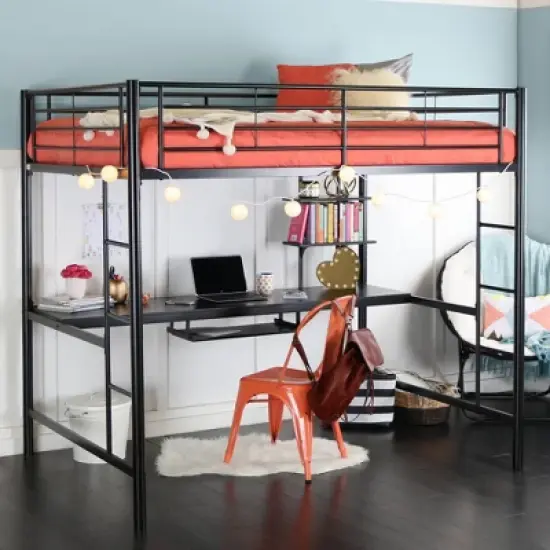 Full Analise Metal Loft Bed with Wood Desk - Saracina Home image {8}