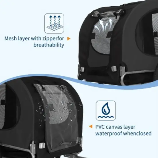 Dog Bike Trailer for Medium Large Dogs - Convertible to Jogging Stroller, Foldable Pet Bicycle Carrier with 19" Air Tires, fits 20"-29" Bike image {7}