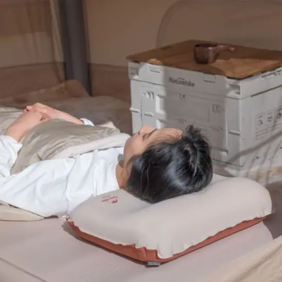 Naturehike Inflatable Camping Pillow - Portable 3D Comfortable Silent Sponge Pillow - Perfect for Camping and Travel (Khaki) image {7}