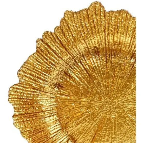 Essential Decor & Beyond 13" Ivory Glass Charger With Beaded Edge in Rosegold Set of 4 image {3}