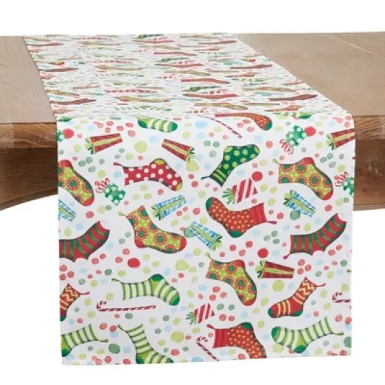 Saro Lifestyle Christmas Stockings Holiday Table Runner image {5}