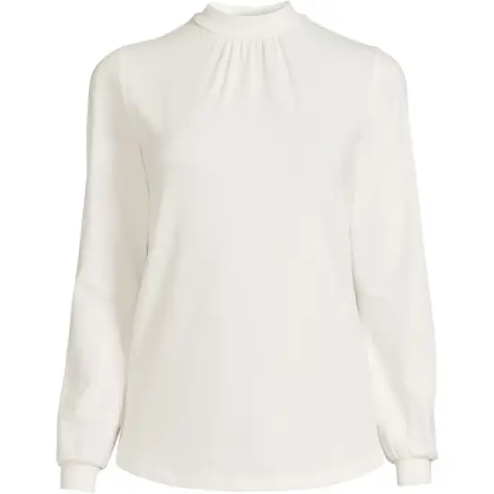 Lands' End Women's Jersey Long Sleeve Gathered Mock image {8}