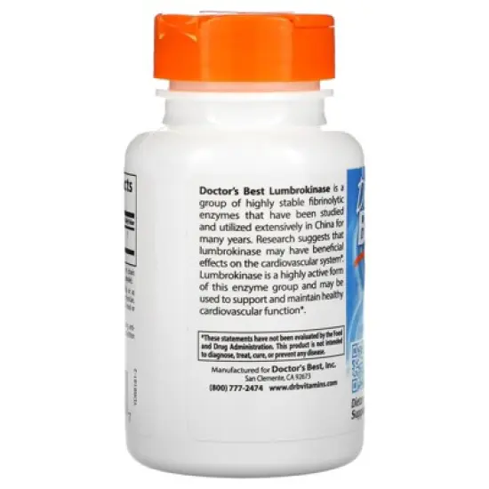 Doctor's Best Lumbrokinase, 60 Veggie Caps (20 mg per Cap) image {2}