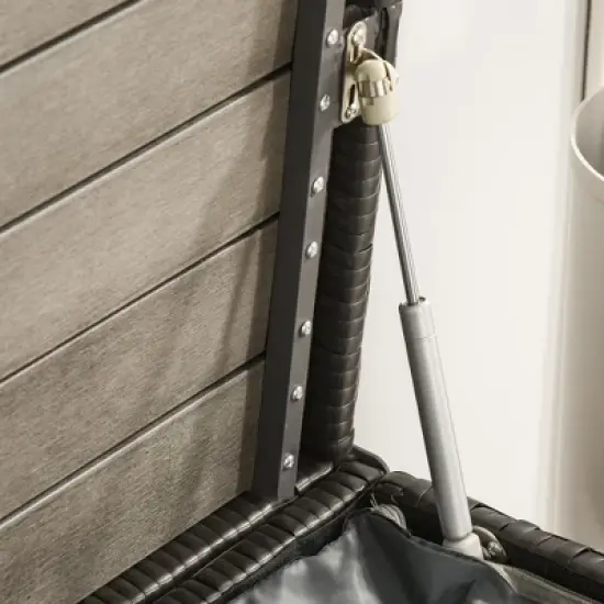 Outsunny Storage Bench Rattan Wicker Garden Deck Box Bin with Interior Waterproof Cloth Bag and Comfortable Cushion image {7}